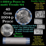 BU Shotgun Jefferson 5c roll, 2004-p Peace 40 pcs Bank $2 Nickel Wrapper