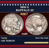 1919-s Buffalo Nickel 5c ms63 USCG