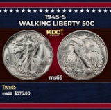 1945-s Walking Liberty Half Dollar 50c Grades ms66