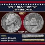 1976-p Jefferson Nickel Near Top Pop 5c ms66+ 5fs SEGS