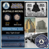 Buffalo Nickel Shotgun Roll in Old Bank Style 'Bell Telephone' Wrapper 1919 & D Mint Ends