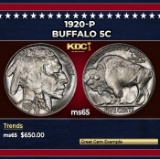 1920-p Buffalo Nickel 5c Grades ms65