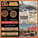 Lincoln Wheat Cent 1c Mixed Roll Orig Brandt McDonalds Wrapper, 1920-s end, Indian other end