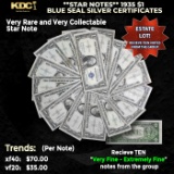10x **STAR NOTES** 1935 $1 Blue Seal Silver Certificates Grades VF/XF