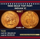 1908 Indian Cent Near Top Pop! 1c ms66+ rd SEGS