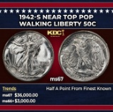 1942-s Walking Liberty Half Dollar Near Top Pop 50c ms67 SEGS