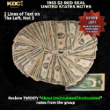 20x 1953 $2 Red Seal United States Note Grades AU/CU