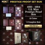 1983 & 1984 US Mint Prestige Proof Set - Full Run of Leatherette Sets - 12 Coins, 2 Complete Sets.