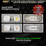 Set of 1935 WWII Emergency Currency Both $1 Hawaii & $1 North Africa Grades AU/CU