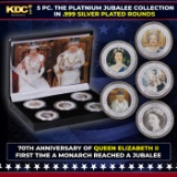 5 Coin Queen Elizabeth II - The Platnium Jubalee - Silver Plated Round Collection