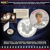 Princess Diana 1997-2017 Memorial 20th Anniversary 1oz Silver Eagle $1 w/ Display Box & COA Other...