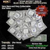 10x **STAR NOTES** 1935 $1 Blue Seal Silver Certificates Grades VF/XF
