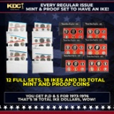 Full Ike Dollar Mint And Proof Sets 1973-1978, 12 Sets 110 Coins, 18 IKES