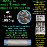 BU Shotgun Jefferson 5c roll, 1985-p 40 pcs Bank $2 Nickel Wrapper