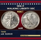 1916-p Walking Liberty Half Dollar 50c au58 SEGS