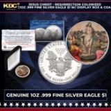 Jesus Christ - Resurrection Colorized 1oz .999 Fine Silver Eagle $1 w/ Display Box & COA Other Toy