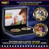 2 Coin Toy Story Buzz & Woody Gold Plated Round Collection In Custom Box W/ Special Backer card