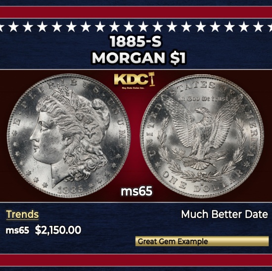 1885-s Morgan Dollar $1 ms65 SEGS