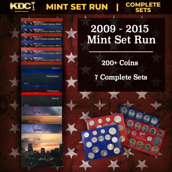 2009-2015 Mint Set Run 204 Coins 7 Complete Sets