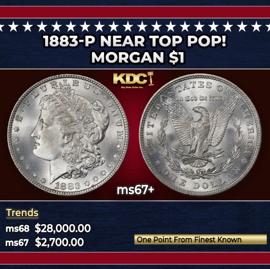 1883-p Morgan Dollar Near Top Pop! $1 ms67+ SEGS