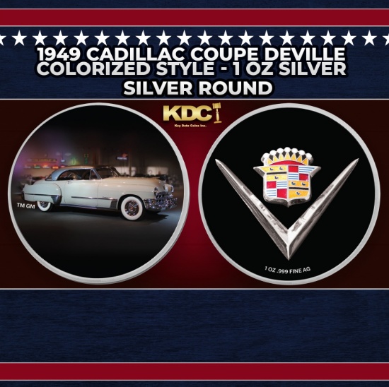 1949 Cadillac Coupe DeVille Colorized Style - 1 oz Silver Round Round