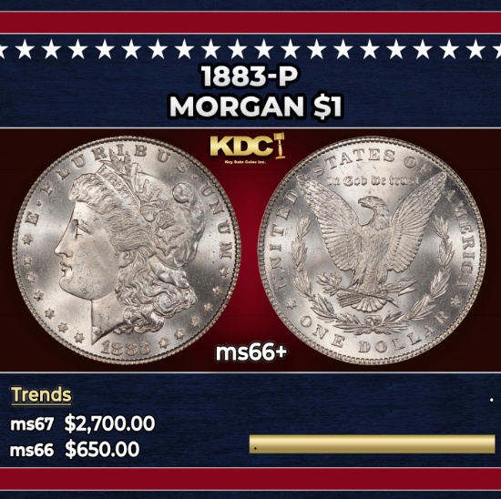 1883-p Morgan Dollar $1 ms66+ SEGS