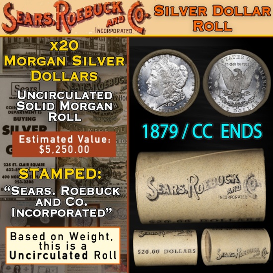 CC End SEARS Morgan Dollar $1 Roll 20 1879 & CC Ends