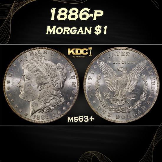 1886-p Morgan Dollar $1 Grades ms63+