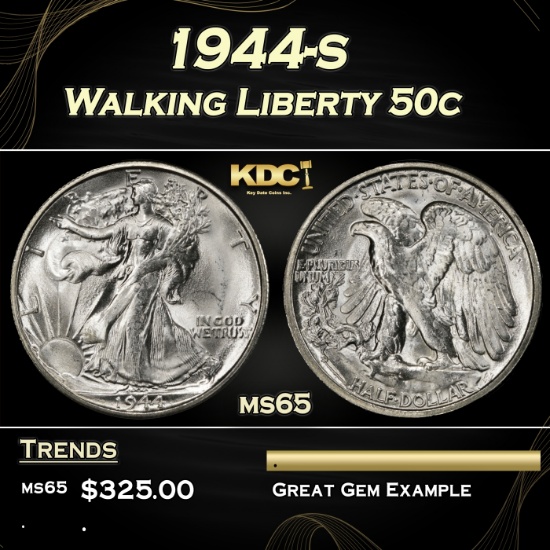 1944-s Walking Liberty Half Dollar 50c Grades ms65