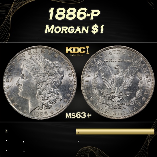 1886-p Morgan Dollar $1 Grades ms63+