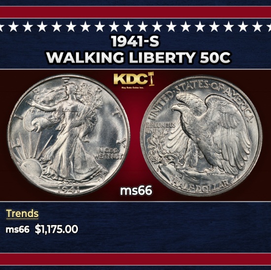 1941-s Walking Liberty Half Dollar 50c ms66 SEGS