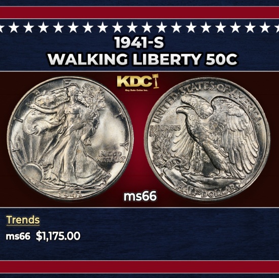 1941-s Walking Liberty Half Dollar 50c ms66 SEGS