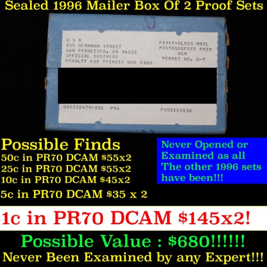 Original sealed box of 5x 1996 United States Mint Proof Sets