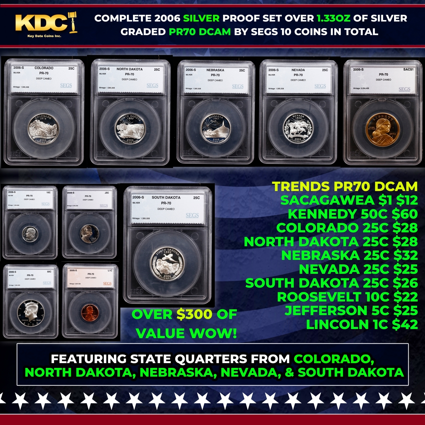 2006 US Silver Proof Set Graded pr70 DCAM By SEGS | Proxibid