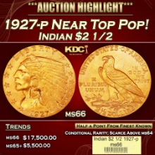 1927-p Gold Indian Quarter Eagle Near Top Pop!
