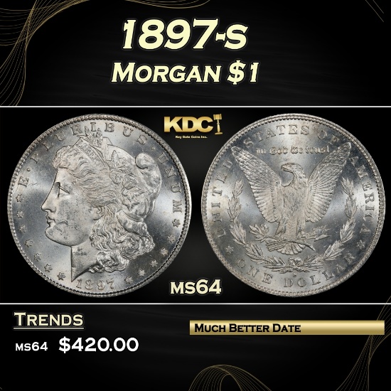 1897-s Morgan Dollar $1 Grades ms64