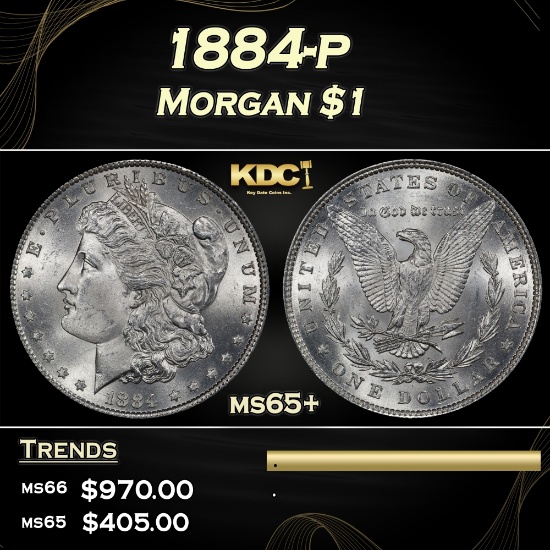1884-p Morgan Dollar $1 Grades ms65+