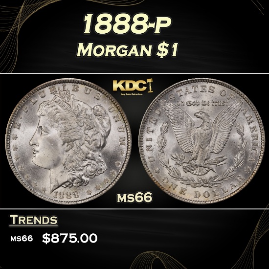 1888-p Morgan Dollar $1 Grades ms66
