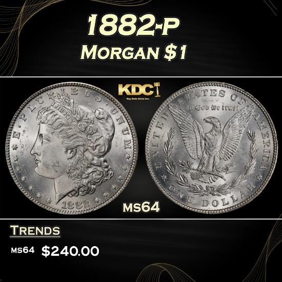 1882-p Morgan Dollar $1 Grades ms64