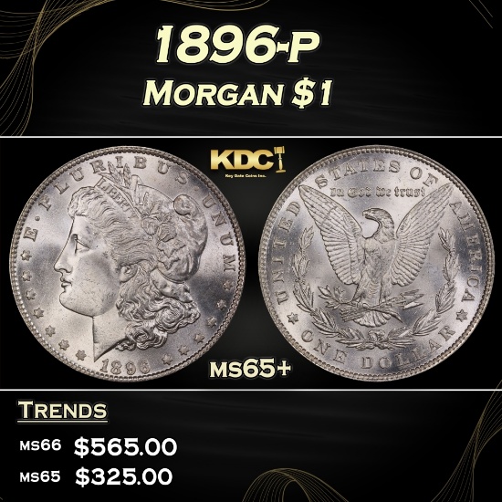 1896-p Morgan Dollar $1 Grades ms65+