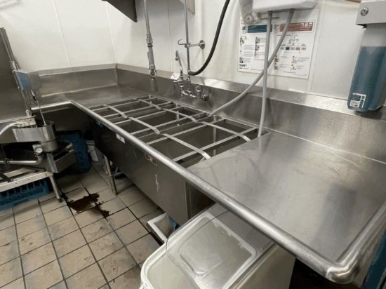 Stainless Steel L-Shaped 3 Compartment Sink