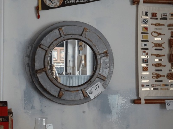 Round Wood Porthole Mirror