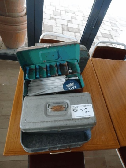 Assorted Vintage Fishing Boxes & Tin Tray