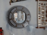 Round Wood Porthole Mirror