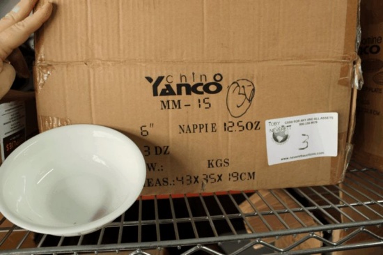 Yanko China MM15 6" Nappy 12 12oz White Bowl