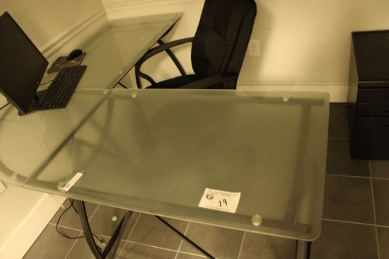 Clear Glass L Shaped Desk