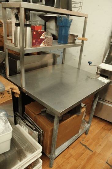 Stainless 30x36 Table with Double Overshelf & Can Opener