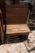 Outdoor Wooden Benches with Red Cushions