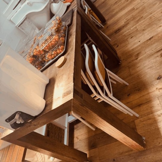 High Top 28x60 Wooden Table on Castors