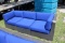 Aluminum Wicker Blue Cushions Outdoor Sofa